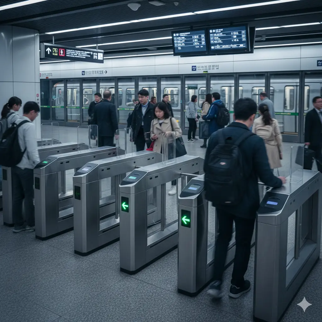 High-speed flap barriers deployed at metro station passenger entry lane