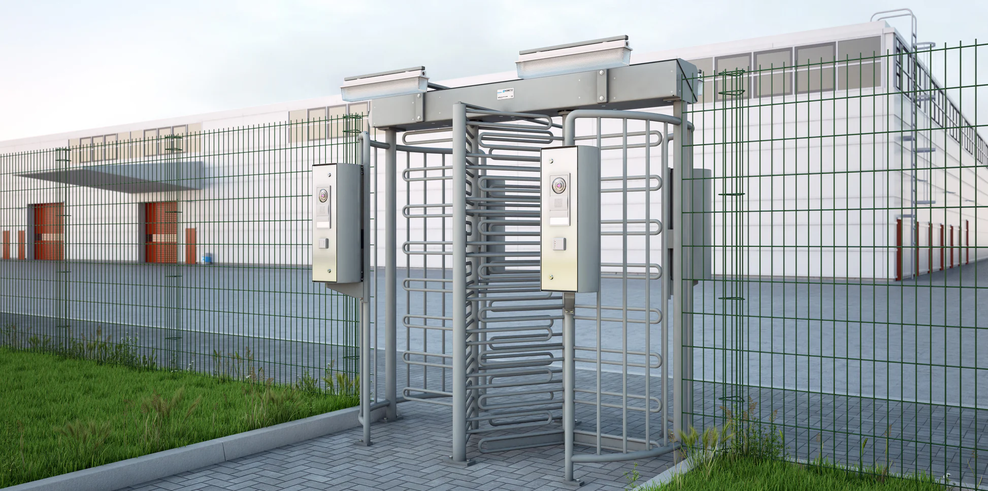 Full height turnstile system deployed at government building for visitor management