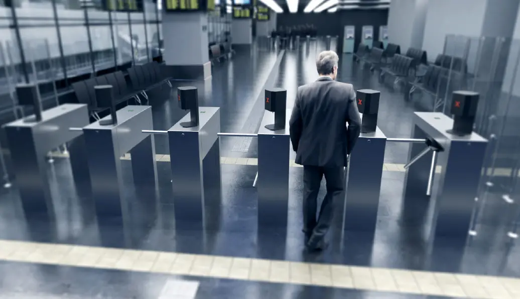 Smart Hand Sanitizer Turnstile installed at corporate office lobby for touchless entry