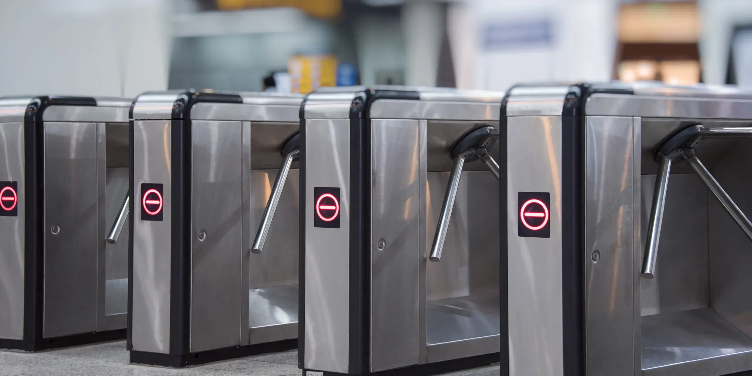 Tripod turnstile installed at airport employee access gate
