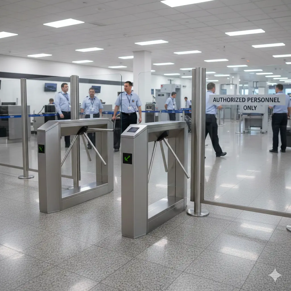 High-security tripod turnstile installed at embassy checkpoint